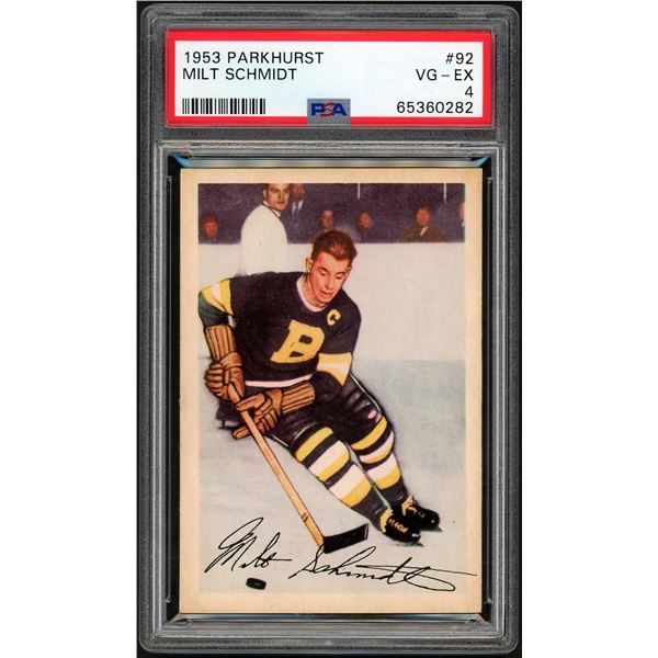 1953-54 Parkhurst #92 Milt Schmidt (PSA 4)