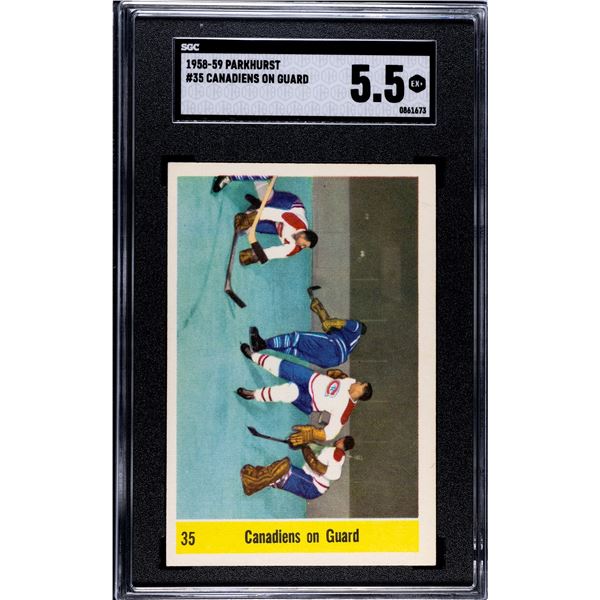1958-59 Parkhurst #35 Canadiens On Guard (SGC 5.5)