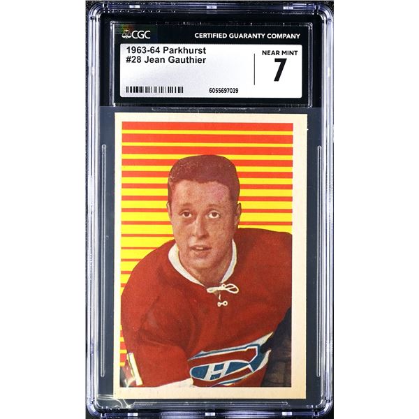 1963-64 Parkhurst #28 Jean Gauthier RC (CGC 7)
