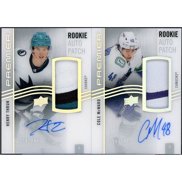 Lot of 2x 2023-24 Upper Deck Premier Rookie Auto Patches Thrun/Mcward /249