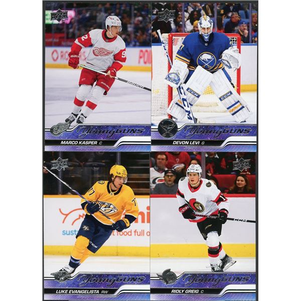 Lot of 4 Upper Deck NHL Young Guns Levi/Kasper/Evangelista/Greig