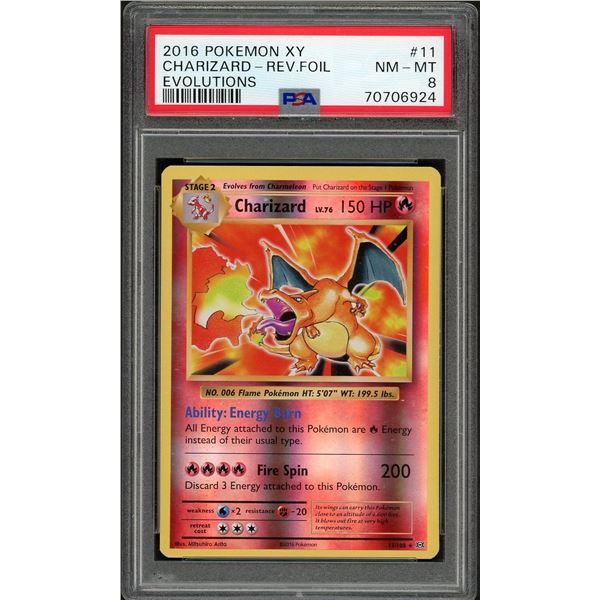 2016 Pokémon Charizard Reverse Holo - XY Evolutions - PSA 8