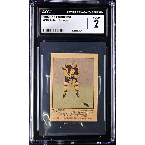 1951-52 Parkhurst #30 Adam Brown RC (CGC 2)