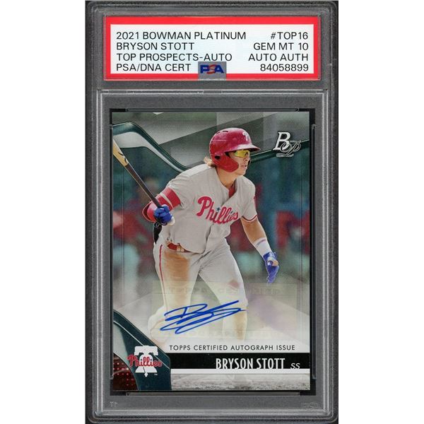 2021-22 Bowman Platinum Bryson Stott Top Prospects Autograph - PSA 10
