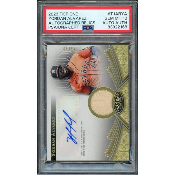 2023 Topps Tier One Yordan Alvarez Autographed Relics #45/99 - PSA 10
