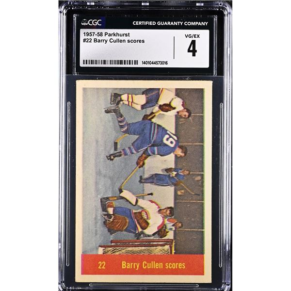 1957-58 Parkhurst #M22 Barry Cullen Scores (CGC 4)
