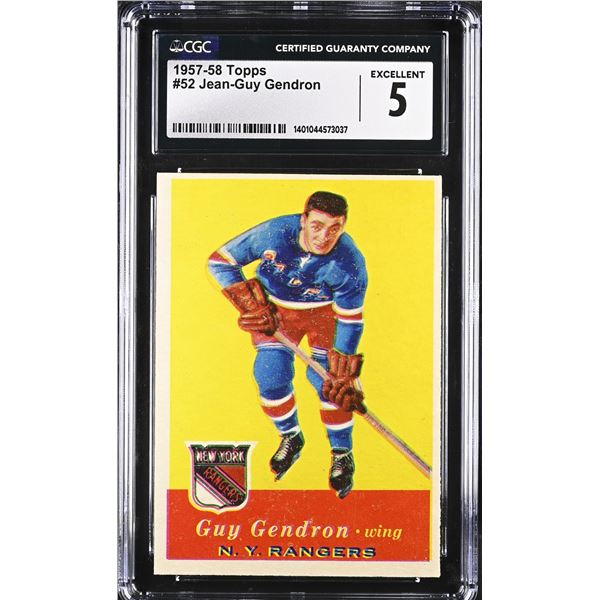 1957-58 Topps #52 Jean-Guy Gendron RC (CGC 5)