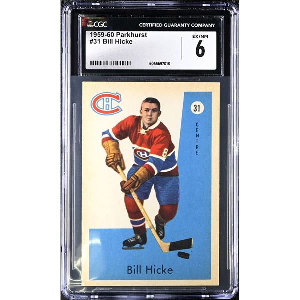1959-60 Parkhurst #31 Bill Hicke RC (CGC 6)