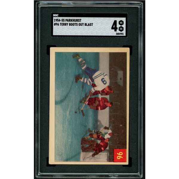 1954-55 Parkhurst #96 Terry Boots Out Teeder's Blast (SGC 4)