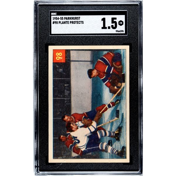 1954-55 Parkhurst #98 Plante Protects... (SGC 1.5)