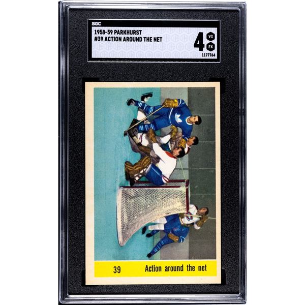 1958-59 Parkhurst #39 Action Around...(Plante) (SGC 4)