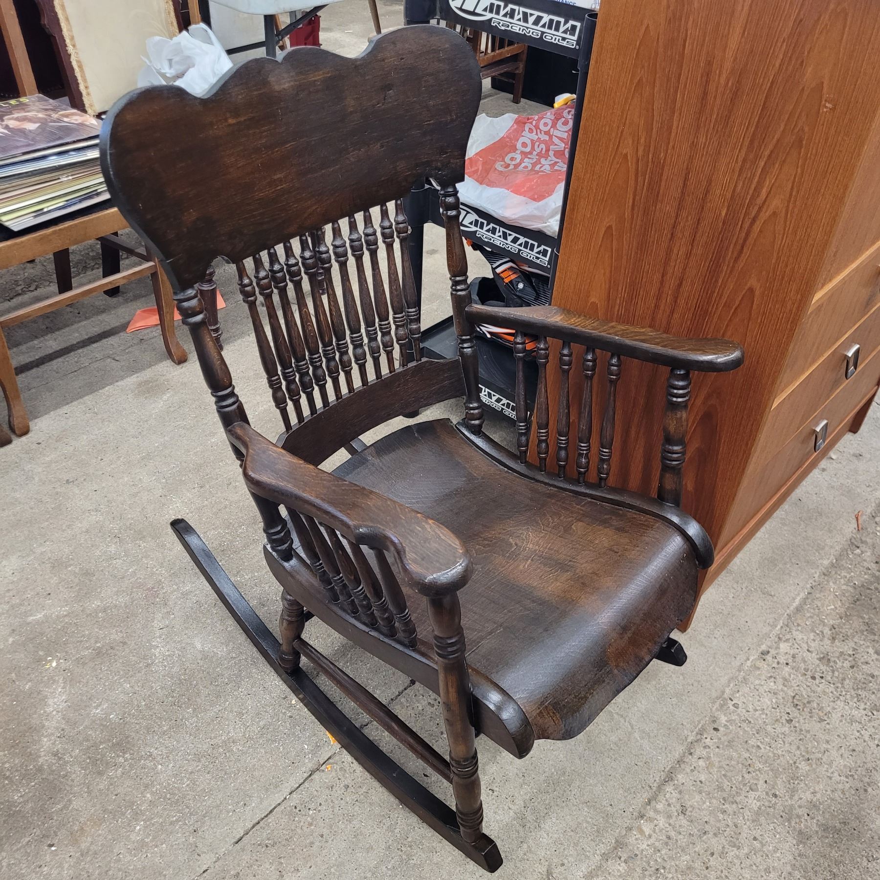Beautiful Antique Wooden Walnut Rocking Chair