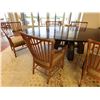 Image 8 : McGuire Oval Wooden Table 108" x 60" x 29"H w/ 6 Rattan Dining Chairs 24" x 19" x 37"H