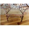 Image 8 : Qty 2 McGuire Carved Wooden Rattan Chairs w/ Fabric Seats & Blue Cushions 33" x 24" x 37"H