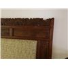 Image 8 : Large Carved Wooden Bed Headboard w/ Upholstered Center 84" x 55"