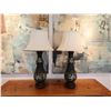 Image 2 : Qty 2 Lamps w/ Asian Motif & White Shades 33"H