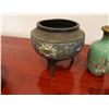 Image 8 : Qty 2 Enameled Cloisonne Vases, Round Trinket Box w/ Lid & Footed Bowl, Misc Sizes