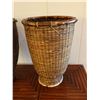 Image 2 : Qty 2 Footed Woven Baskets 12" Dia, 18"H