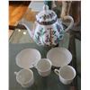 Image 1 : Coalport "Indian Tree" Teapot w/ 3 Teacups & 2 Saucers