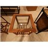 Image 2 : Wooden Side Table w/ Glass Top & Slatted Undershelf 20" x 20" x 20"H
