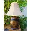 Image 8 : Qty 2 Table Lamps w/ Chinoiserie Barrel Base & Shades 9" Dia, 25"H