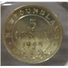 Image 2 : 1945C AU NEWFOUNDLAND SILVER FIVE CENT