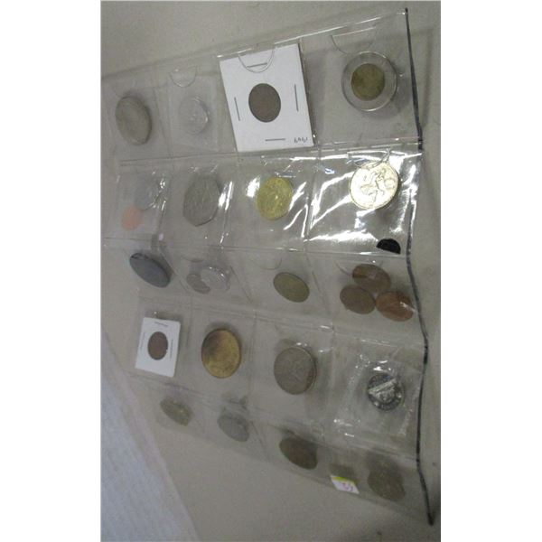STOCK SHEET OF OVER 20 WORLD COLLECTABLE COINS