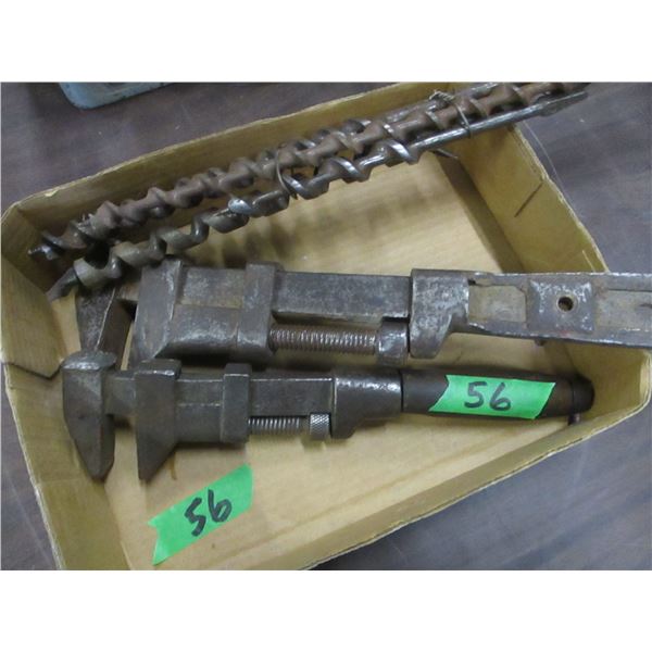FLAT C/W OLD WRENCHES & DRILL BITS