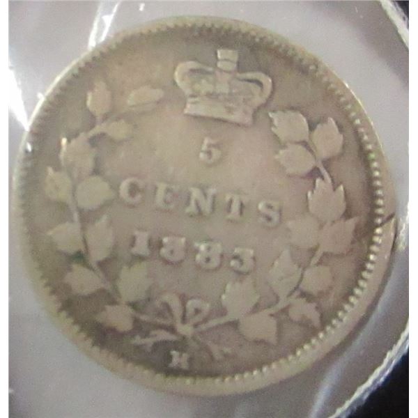 1883H VICTORIAN CANADA SILVER FIVE CENT