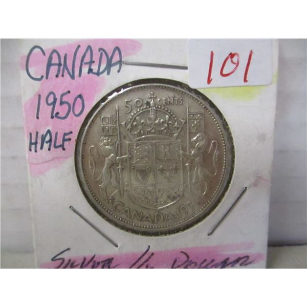 1950 CANADA KING GEORGE VI SILVER HALF DOLLAR