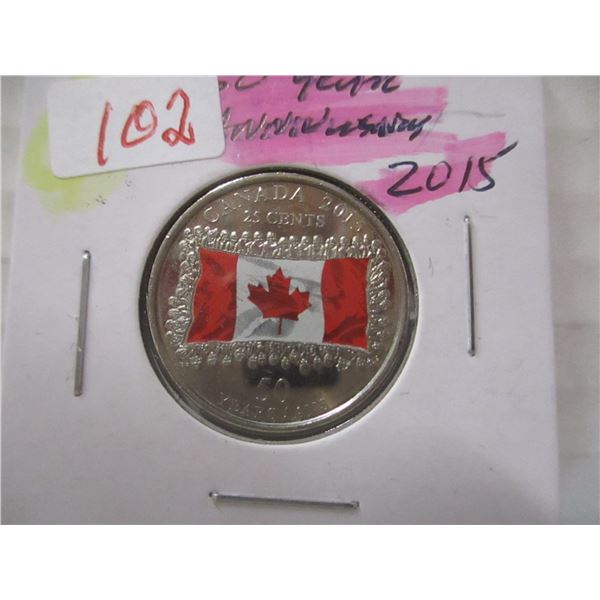 2015 (50 YEAR ANNIVERSARY) UNCIRCULATED COLORED FLAG QUARTER