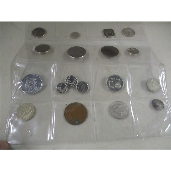 STOCK SHEET OF OVER 20 WORLD COLLECTABLE COINS
