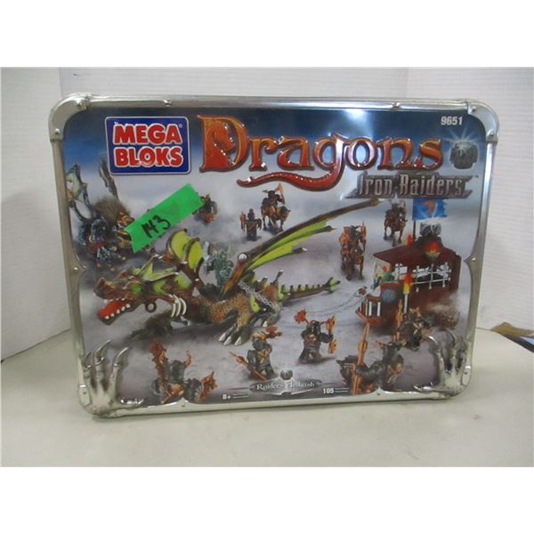 GREY MEGA BLOCKS, DRAGON COLLECTABLE TIN