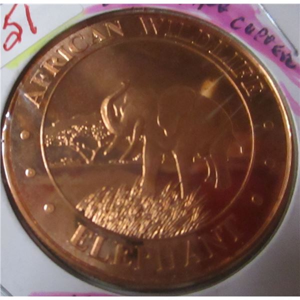1 OZ 999 FINE COPPER ELEPHANT COIN