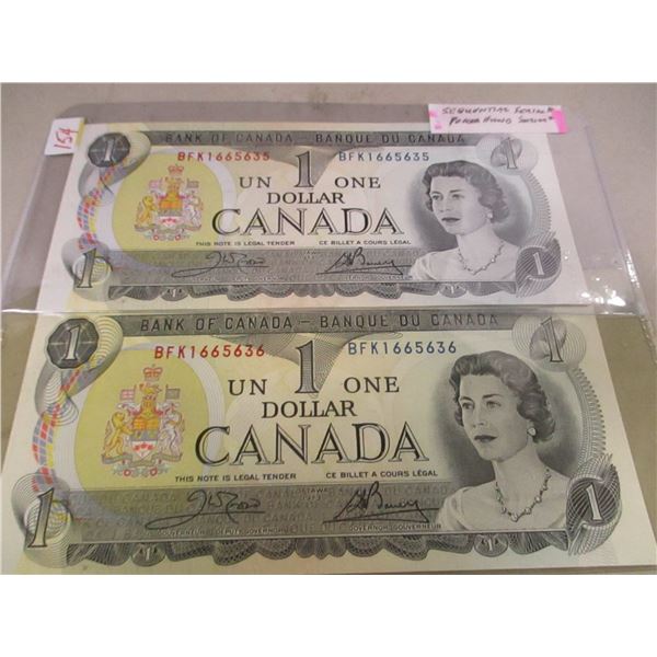 1973 SET OF UNCIRCULATED SEQUENTIAL SERIAL NUMBER $1 BILLS