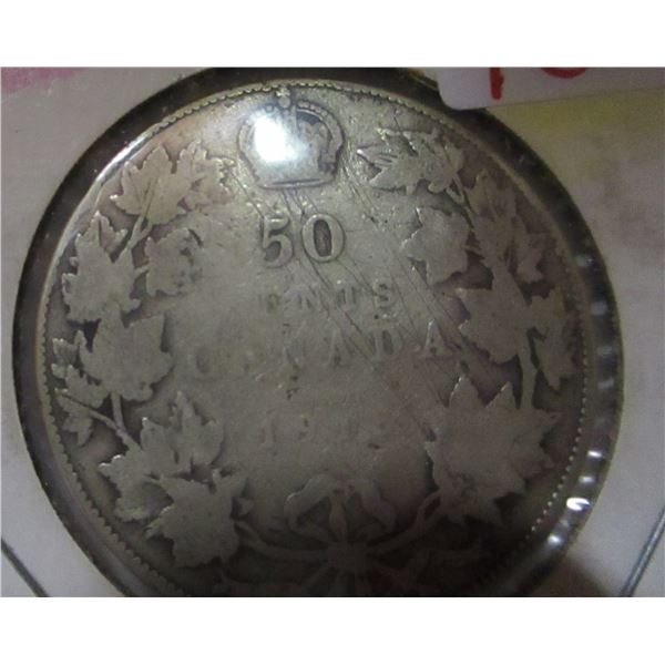 1913 KING GEORGE V CANADA SILVER HALF DOLLAR