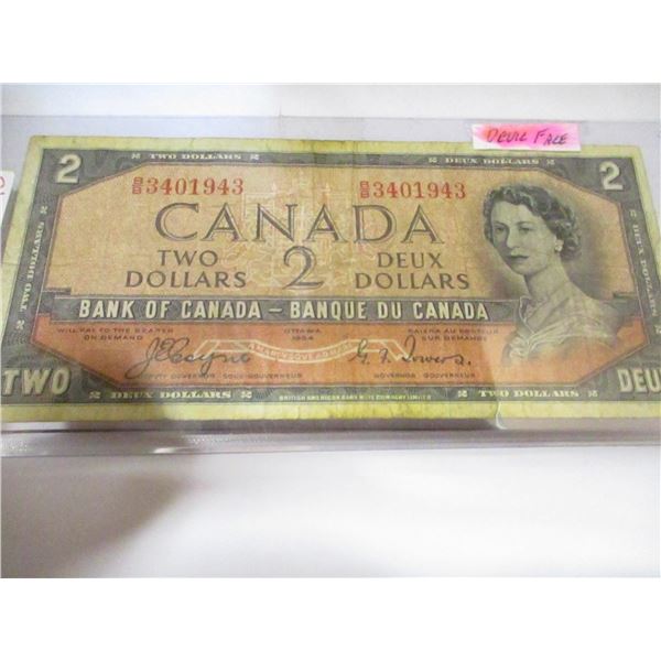 1954 (DEVILS FACE) BANK OF CANADA $2 BILL