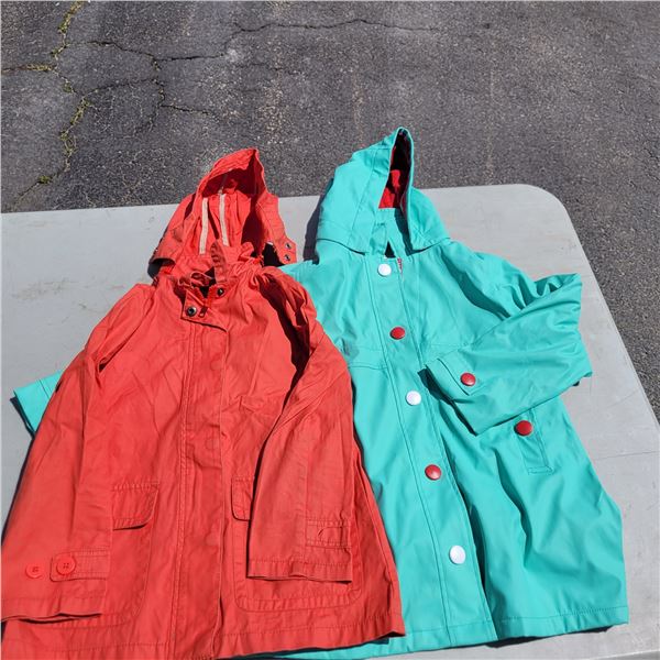 Lot of 2 Childrens Coats - Hatley Rain Coat, Joe Fresh Red Coat