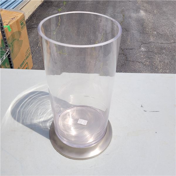 Very Large New Hurricane Thick Walled Glass Vase or Candle Holder with its Base