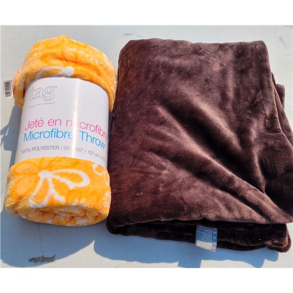 New Tag Microfibre Throw + NWOT Denver Hayes Brown Plush Throw