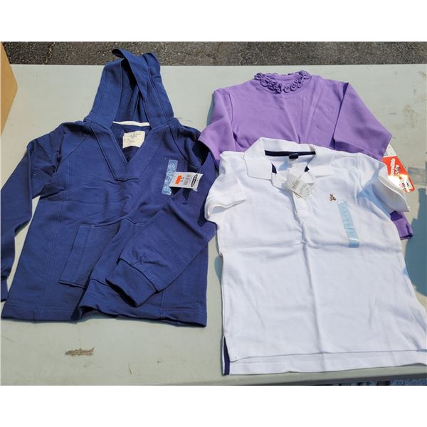 Lotof 3 NWT Tops Pullover - White Sz 5, Purple Sz Lg, Blue Sz Sm6-7