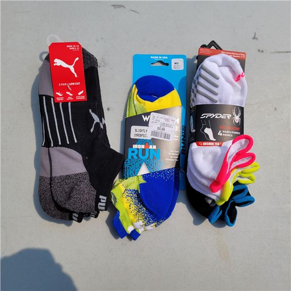 Lot of 3 New Sock Packs - Various Sizes