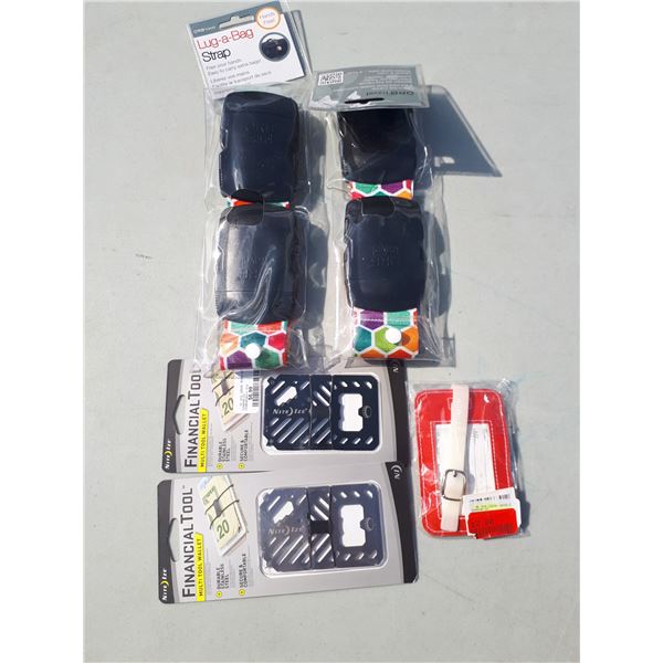 Lot of New Travel Accessories - Metal Money Clips, Luggage Tag, Luggage Strap Belts