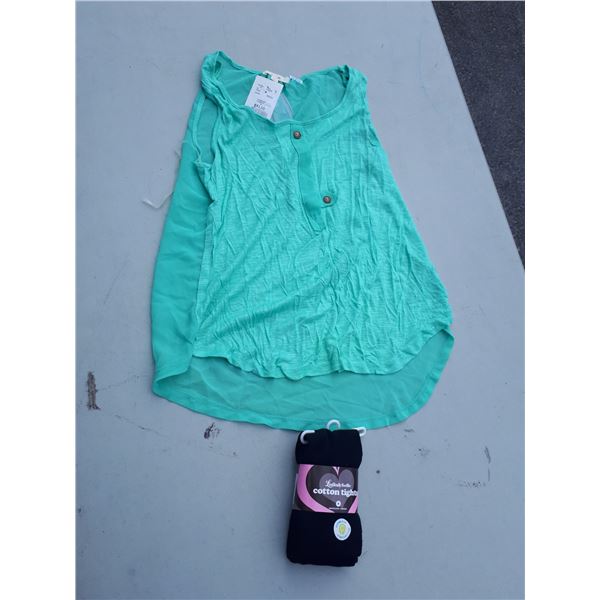 NWT Please Mum Girls Tights & NWT E M Rayon Top Sz S