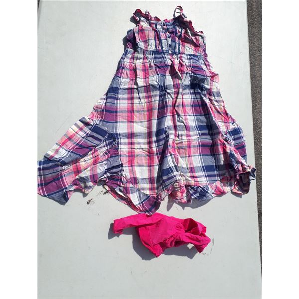 NWT Girls Plaid Joe Fresh Dress Sz Lg 10/12 + 2 New Tights +Girls Hot Pink Tights