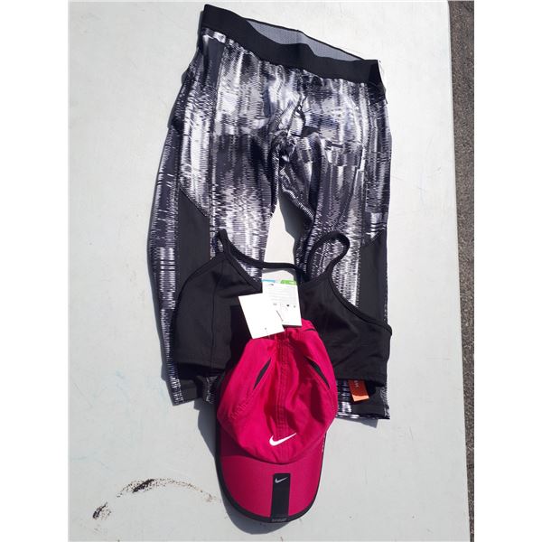 NWT Nike Hat, NWT Sports Bra Sz XL 14 Girls; Womens Adidas Techfit Bottoms Sz M 12-14