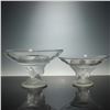 Image 1 : 2pc Frosted and Clear Glass Compotes with Bird Motif