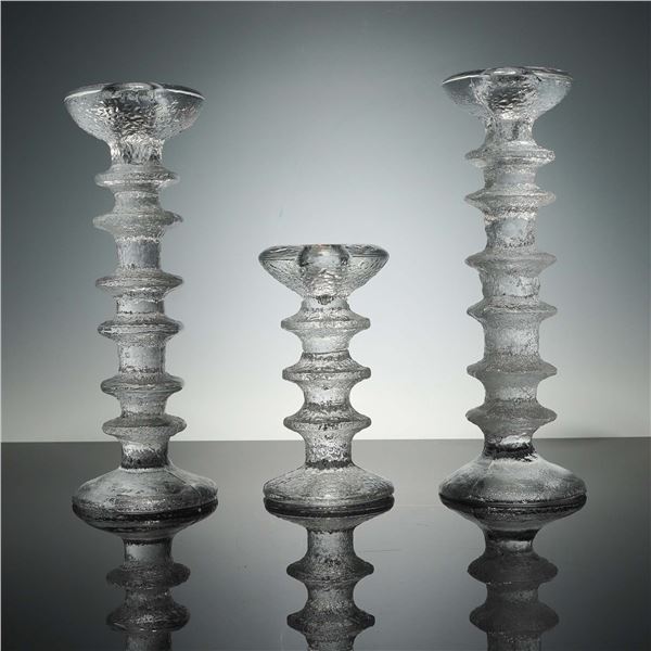 3pc Iittala Festivo Crystal Candleholders