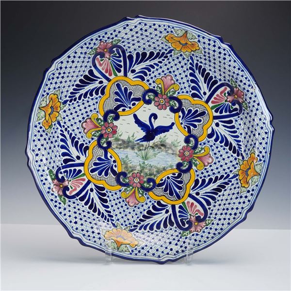 Hand Painted Talavera Pottery Plate, Signed A.L. Puebla Mexico