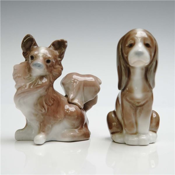 2pc Lladro Porcelain Dog Figurines, Gentle Surprise & Small Dog
